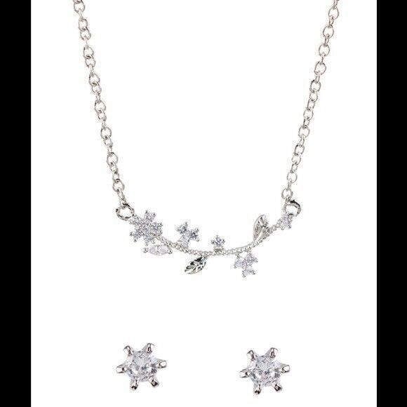 NEW Kenneth Jay Lane Necklace and Earrings Coordinating Set Silver CZ Jewelry - Picture 5 of 12